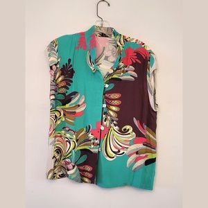 Loco lido colorful silk blouse size large